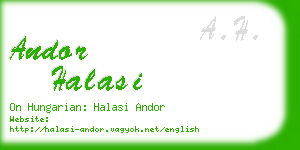 andor halasi business card